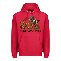 Cardinal Peace Love T Rex Premium Hoodie - LillyAllenDesigns