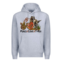 Heather Grey Peace Love T Rex Premium Hoodie - LillyAllenDesigns