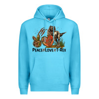 Ocean Blue Peace Love T Rex Premium Hoodie - LillyAllenDesigns