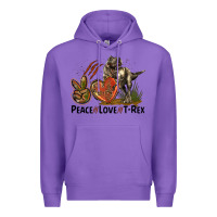 Purple Peace Love T Rex Premium Hoodie - LillyAllenDesigns