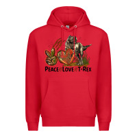 Red Peace Love T Rex Premium Hoodie - LillyAllenDesigns