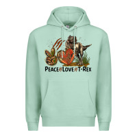 Seafoam Peace Love T Rex Premium Hoodie - LillyAllenDesigns