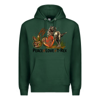 Sports Green Peace Love T Rex Premium Hoodie - LillyAllenDesigns