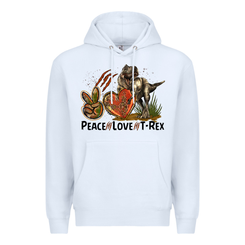 Peace Love T Rex Premium Hoodie by LillyAllenDesigns | Teevron
