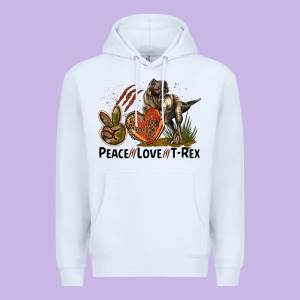 Peace Love T Rex Premium Hoodie Designed By Lillyallendesigns