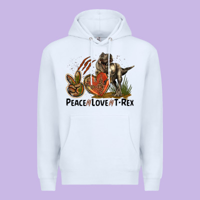 Peace Love T Rex Premium Hoodie Designed By Lillyallendesigns