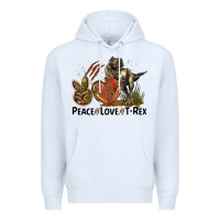 White Peace Love T Rex Premium Hoodie - LillyAllenDesigns