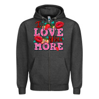 Charcoal Heather i love you more with lips and strawberry Zipper Hoodie - AdoDesignShop