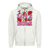 Oatmeal Heather i love you more with lips and strawberry Zipper Hoodie - AdoDesignShop