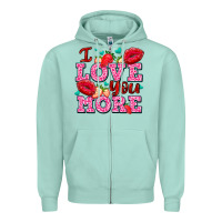 Seafoam i love you more with lips and strawberry Zipper Hoodie - AdoDesignShop