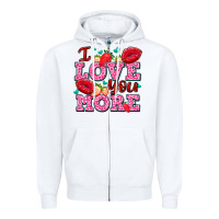 White i love you more with lips and strawberry Zipper Hoodie - AdoDesignShop