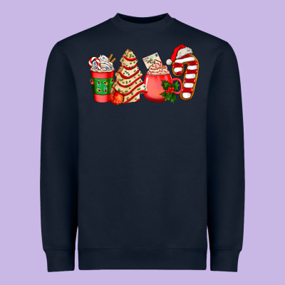 Christmas Tree Cake And Coffee Cups Ado Heavyweight Sweatshirt Designed By Adodesignshop