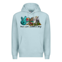 Blue Mist Peace Love Southdown Sheep Premium Hoodie - LillyAllenDesigns
