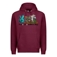 Burgundy Peace Love Southdown Sheep Premium Hoodie - LillyAllenDesigns