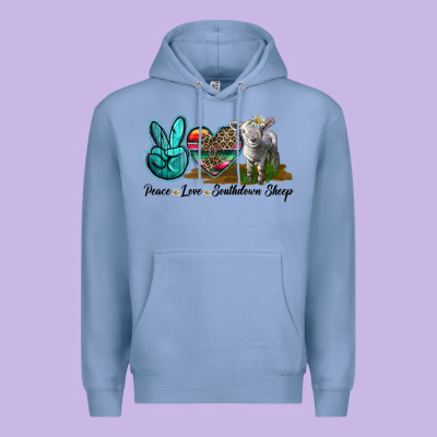 Peace Love Southdown Sheep Premium Hoodie Designed By Lillyallendesigns