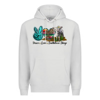Dove Grey Peace Love Southdown Sheep Premium Hoodie - LillyAllenDesigns