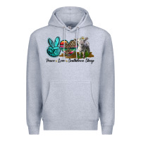 Heather Grey Peace Love Southdown Sheep Premium Hoodie - LillyAllenDesigns