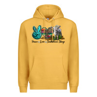 Mustard Peace Love Southdown Sheep Premium Hoodie - LillyAllenDesigns