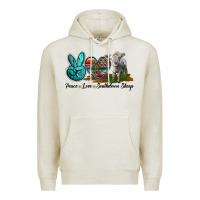 Oatmeal Heather Peace Love Southdown Sheep Premium Hoodie - LillyAllenDesigns