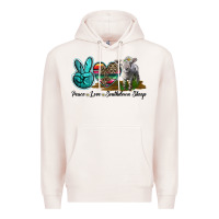 Pale Pink Peace Love Southdown Sheep Premium Hoodie - LillyAllenDesigns