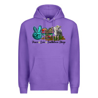 Purple Peace Love Southdown Sheep Premium Hoodie - LillyAllenDesigns