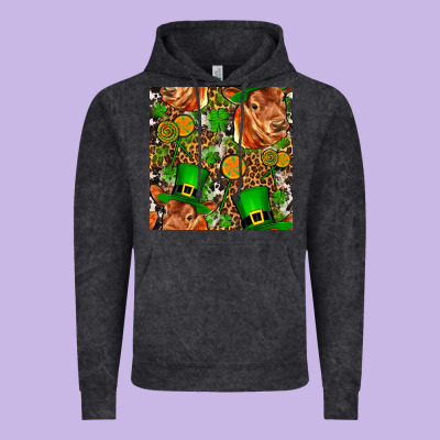 St Patricks  Cow With Candy Vintage Hoodie Designed By Fadigitalartstudio