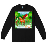 Black farm life seamless pattern Long Sleeve Tee - FaDigitalArtStudio