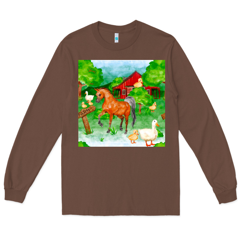 Farm Life Seamless Pattern Long Sleeve Tee by FaDigitalArtStudio | Teevron
