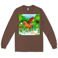 Chestnut farm life seamless pattern Long Sleeve Tee - FaDigitalArtStudio
