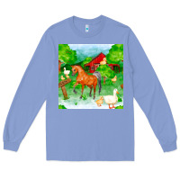 Colony Blue farm life seamless pattern Long Sleeve Tee - FaDigitalArtStudio