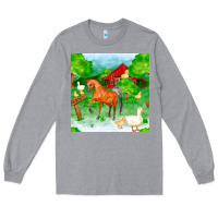 Heather Grey farm life seamless pattern Long Sleeve Tee - FaDigitalArtStudio