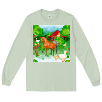 Matcha farm life seamless pattern Long Sleeve Tee - FaDigitalArtStudio