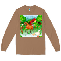 Toasted Coconut farm life seamless pattern Long Sleeve Tee - FaDigitalArtStudio