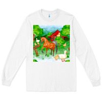 White farm life seamless pattern Long Sleeve Tee - FaDigitalArtStudio