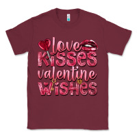 Burgundy Love kisses Valentine wishes Valentine's Day Classic Tee - HowdyJamesFarm