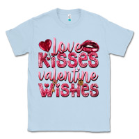 Dusty Blue Love kisses Valentine wishes Valentine's Day Classic Tee - HowdyJamesFarm