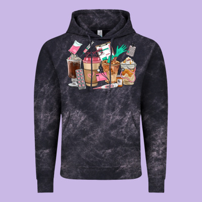 Nurse Coffee Cups Vintage Hoodie Designed By Fadigitalartstudio
