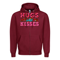 Burgundy hugs and kisses valentines Zipper Hoodie - AdoDesignShop