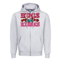 Heather Grey hugs and kisses valentines Zipper Hoodie - AdoDesignShop