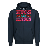 Navy hugs and kisses valentines Zipper Hoodie - AdoDesignShop