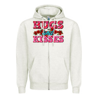 Oatmeal Heather hugs and kisses valentines Zipper Hoodie - AdoDesignShop