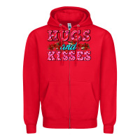 Red hugs and kisses valentines Zipper Hoodie - AdoDesignShop
