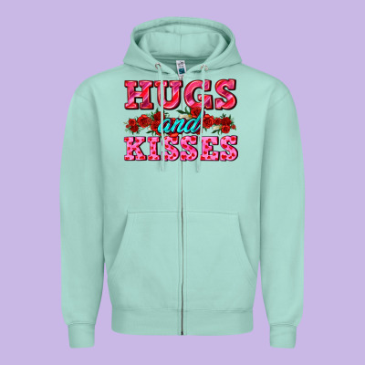 Hugs And Kisses Valentines Zipper Hoodie Designed By Adodesignshop