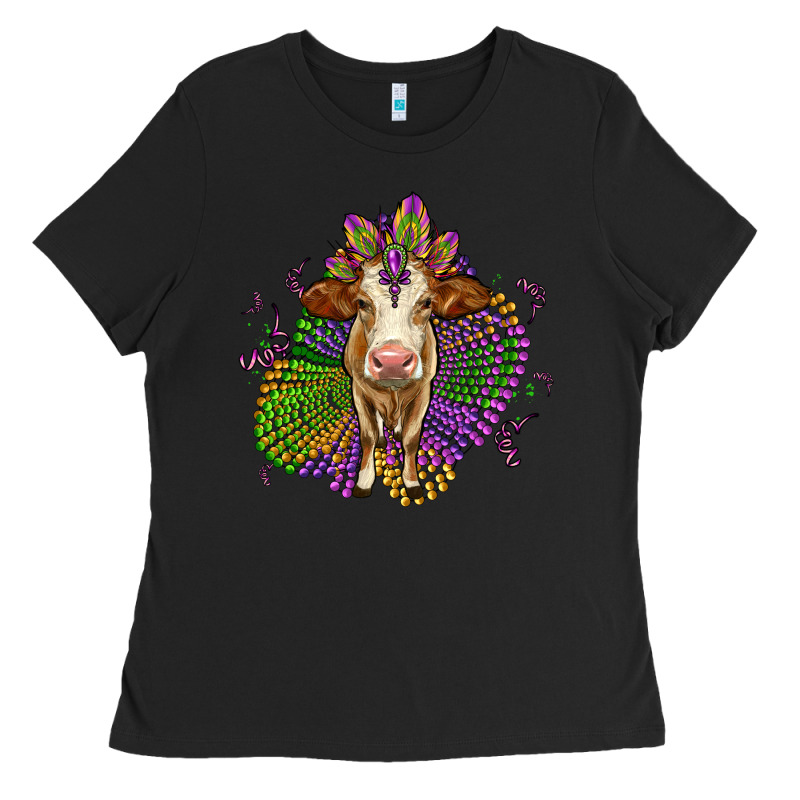 Simmental Mardi Gras Ladies Tee by OliviaCreatesArt | Teevron