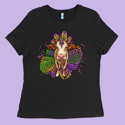 Simmental Mardi Gras Ladies Tee Designed By Oliviacreatesart