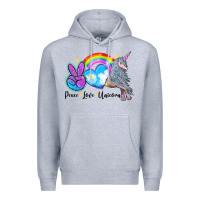 Heather Grey peace love unicorn Premium Hoodie - LillyAllenDesigns