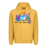 Mustard peace love unicorn Premium Hoodie - LillyAllenDesigns