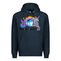 Navy peace love unicorn Premium Hoodie - LillyAllenDesigns