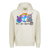 Oatmeal Heather peace love unicorn Premium Hoodie - LillyAllenDesigns