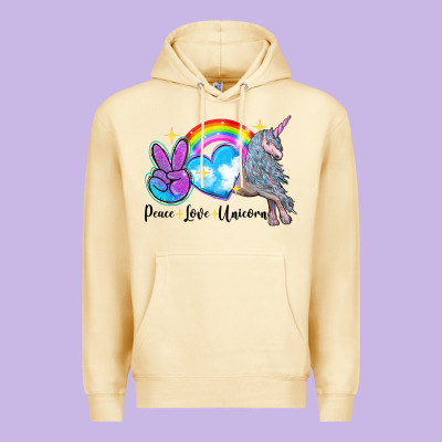 Peace Love Unicorn Premium Hoodie Designed By Lillyallendesigns